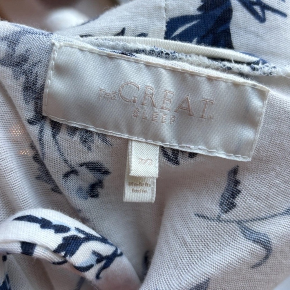 The Great Blue White Floral Robe Anthropologie Tie Waist Long Robe White Size M - Picture 9 of 9